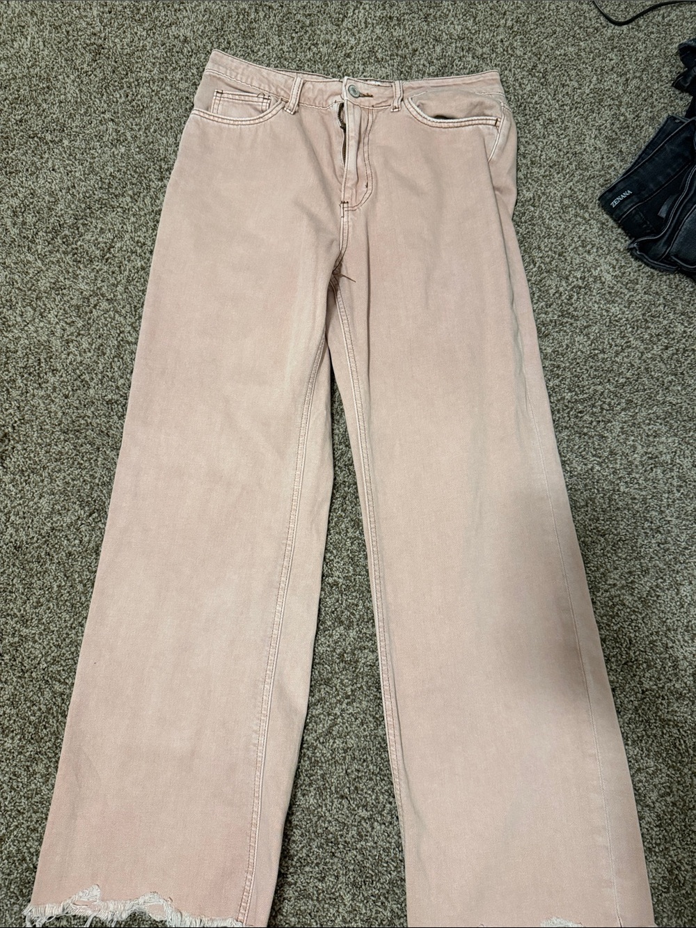 Women's Wide Leg Jeans in Blush Pink